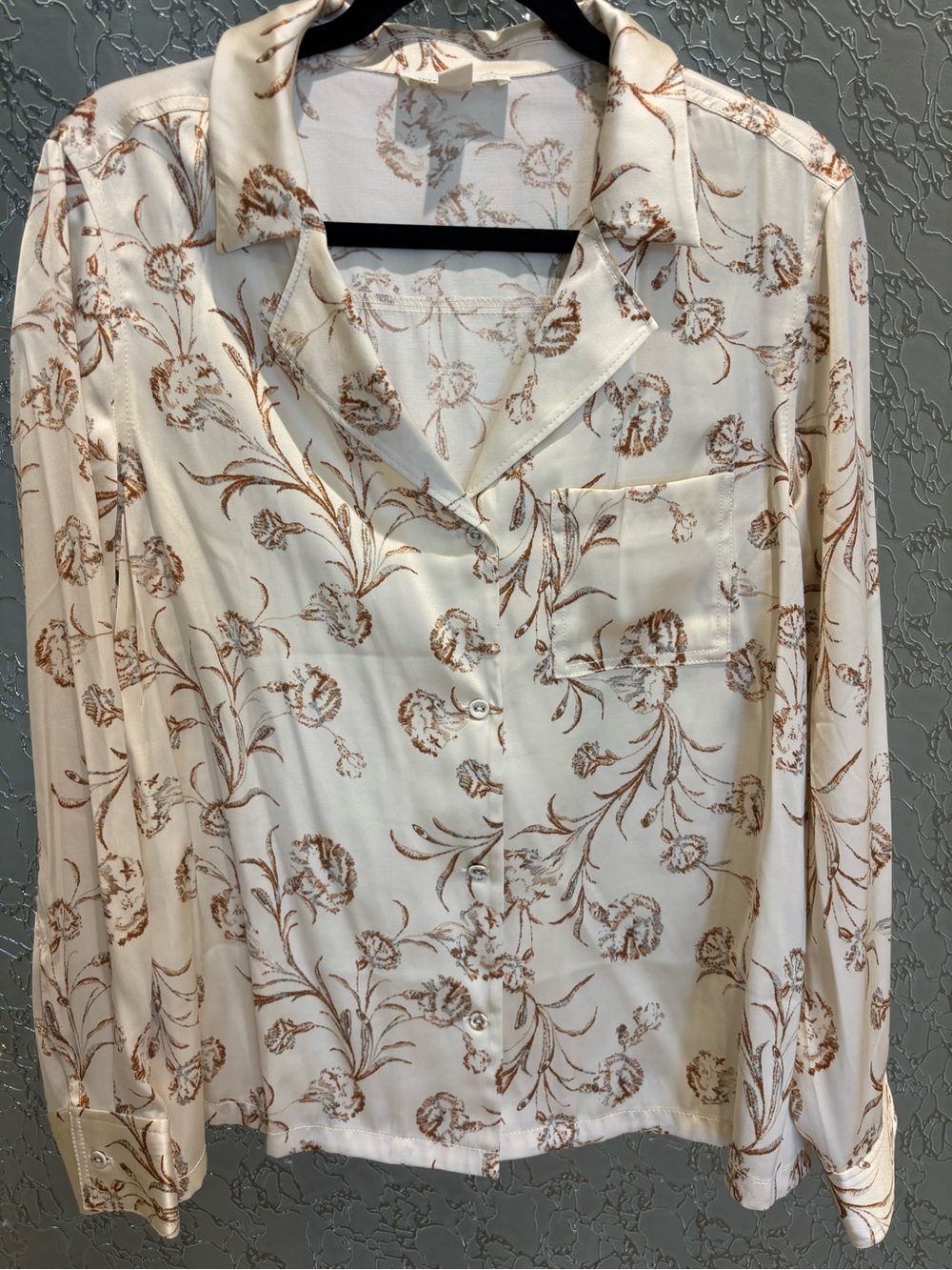 Treasure & Bond Cream Blouse with Brown Floral Print